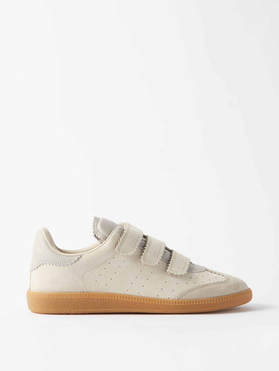 Isabel Marant Velcro-strap leather and suede trainers at Collagerie