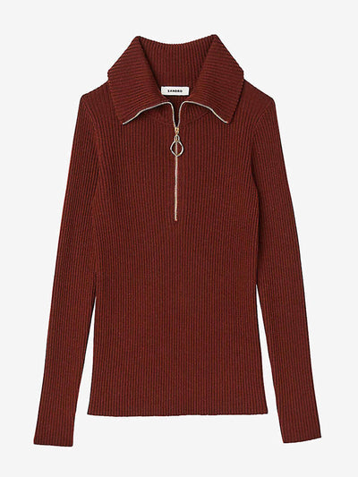 Sandro Zipped-neck ribbed jumper at Collagerie