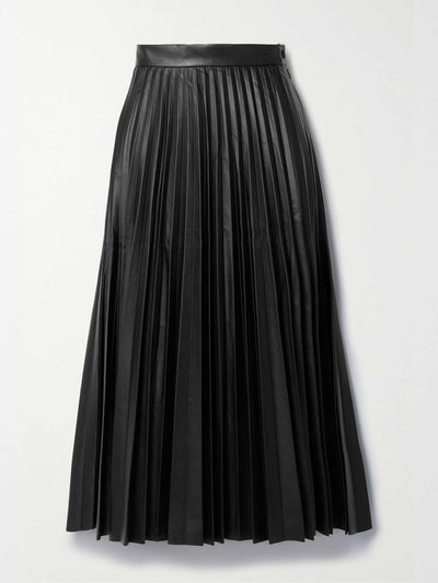 Mm6 Maison Margiela Pleated faux leather midi skirt at Collagerie