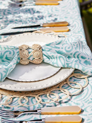 Turquoise and white printed Amelia napkins - set of 4