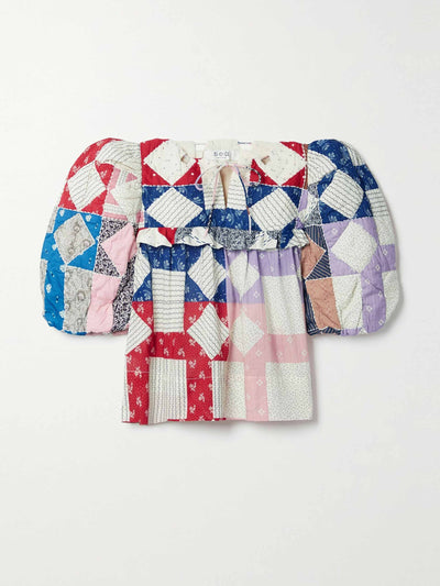 Sea Quilted patchwork cotton blouse at Collagerie