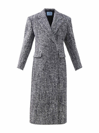 Prada Double breasted herringbone coat at Collagerie