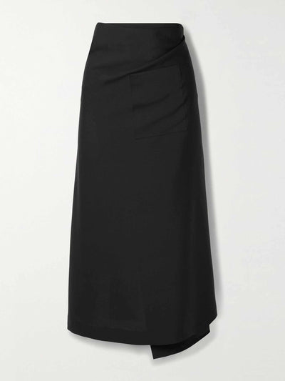 The Row Onda asymmetric wool and mohair-blend crepe midi wrap skirt at Collagerie