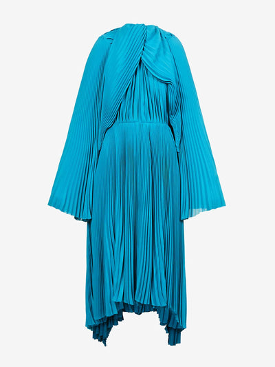 Balenciaga Knotted drape pleated woven midi dress at Collagerie