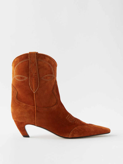 Khaite Dallas pointed-toe suede boots at Collagerie