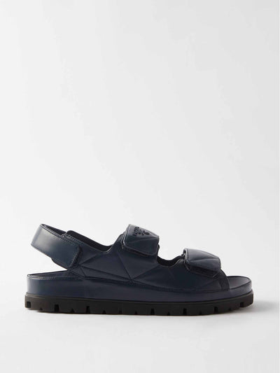 Prada Quilted-leather Velcro flat sandals at Collagerie