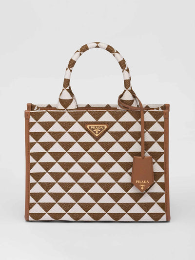 Prada Symbole jacquard fabric handbag at Collagerie