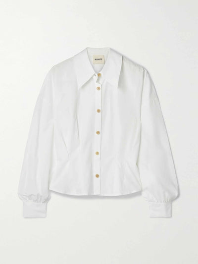 Khaite Pleated cotton-poplin shirt at Collagerie