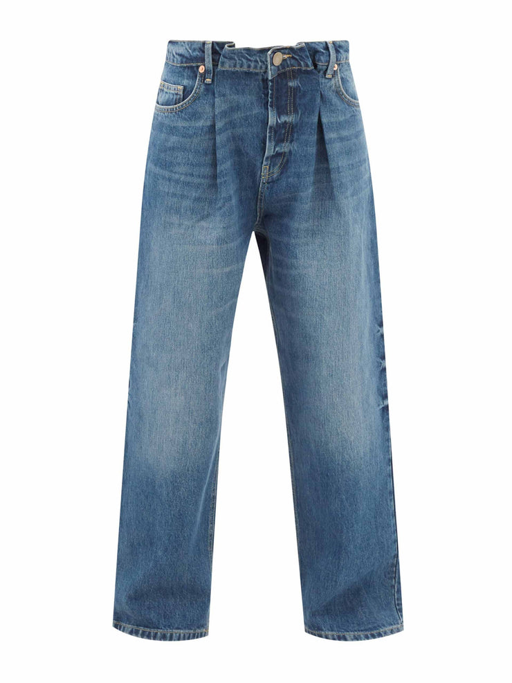 Fold organic-cotton dad baggy boyfriend jeans