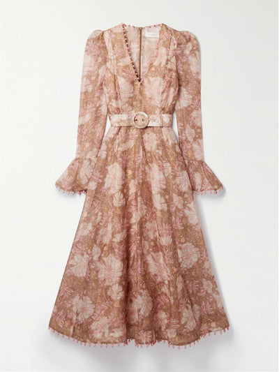 Zimmermann belted embellished floral-print midi dress at Collagerie