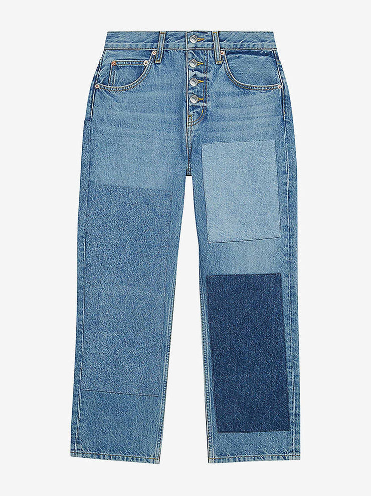 Patchwork cropped denim jeans