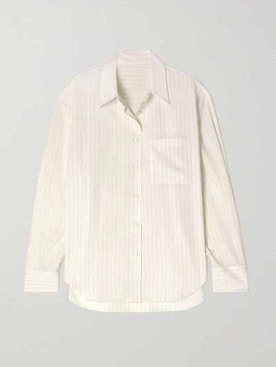 The Frankie Shop Oversized pinstriped crepe shirt at Collagerie