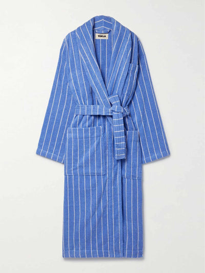 Tekla Striped organic cotton terry robe at Collagerie