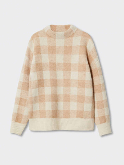 Mango Perkins collar checkered sweater at Collagerie