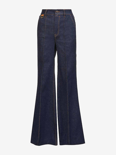 Zimmermann Brand-appliqué wide-leg high-rise jeans at Collagerie