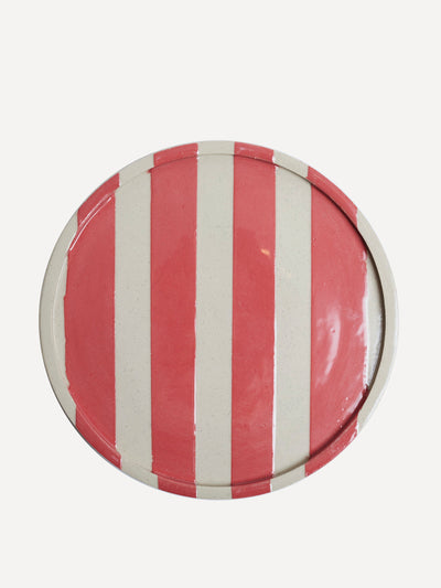 KS Creative Pottery Red stripe small plate at Collagerie