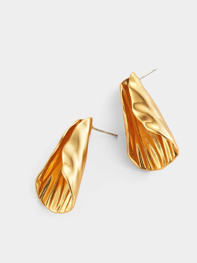 Jigsaw Hammered Leaf Earrings at Collagerie