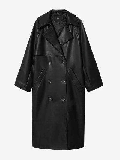 Mango Oversize leather-effect trench coat at Collagerie