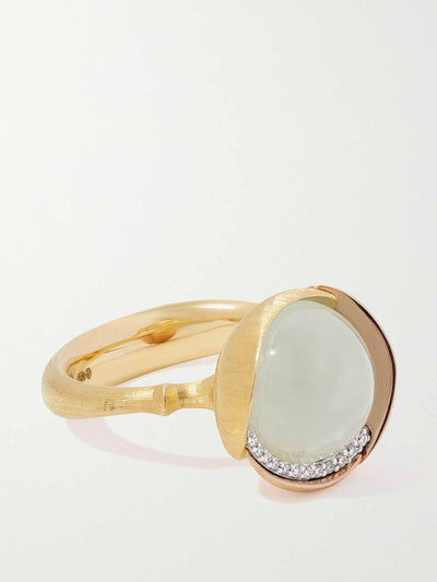 Ole Lynggaard Copenhagen Lotus 18-karat yellow and rose golf, aquamarine and diamond ring at Collagerie