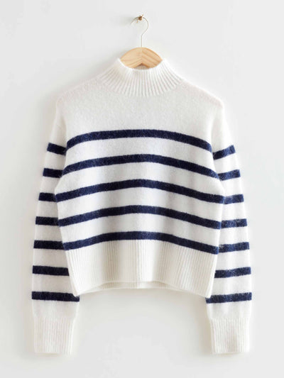 & Other Stories Striped mock neck knit jumper at Collagerie