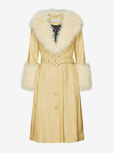 Saks Potts Foxy shearling-trimmed leather coat at Collagerie