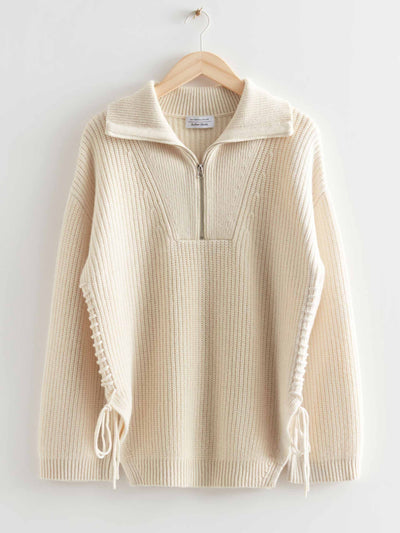 & Other Stories Half-zip lace-up jumper at Collagerie