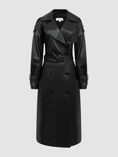 Reiss Leather trench coat at Collagerie