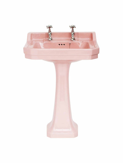 Brokenbog Pink art deco basin and sink pedestal at Collagerie