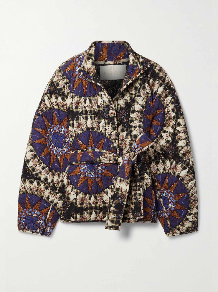 Patchwork quilted printed cotton jacket