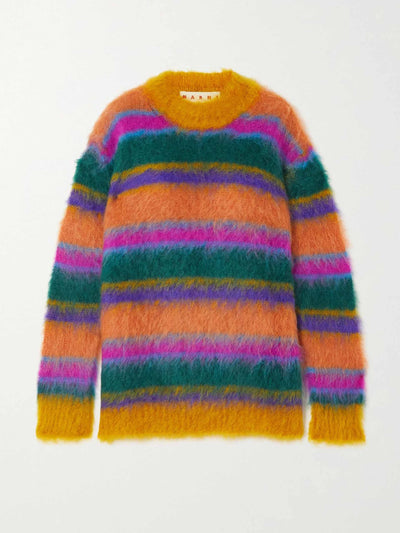 Marni Striped brushed mohair-blend sweater at Collagerie