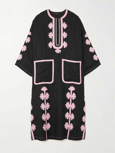 Vita Kin Embroidered linen midi dress at Collagerie