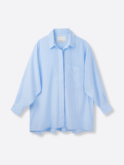 Riand 28 Stevie oversize shirt in blue on blue stripe at Collagerie