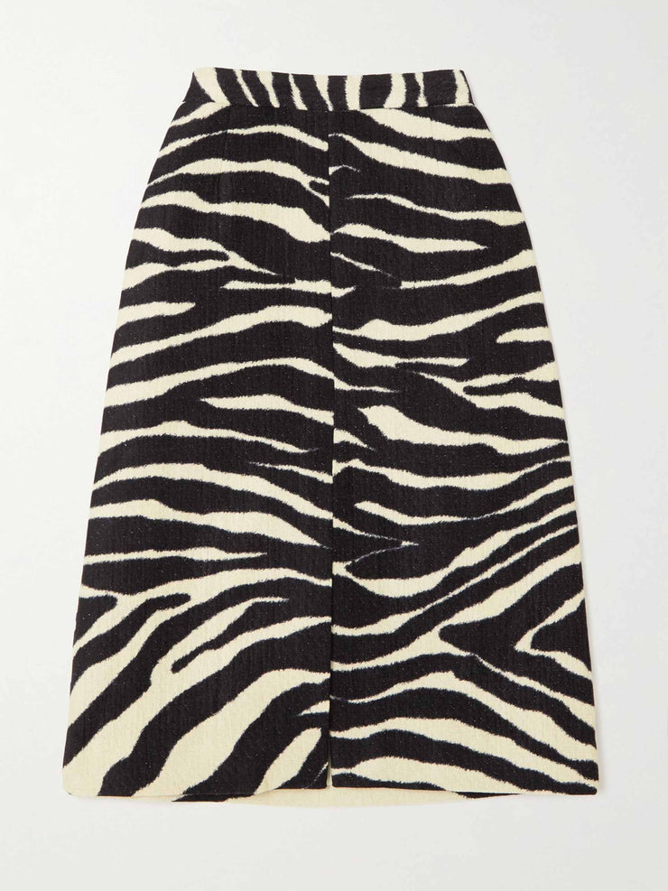 Zebra-print cloqué skirt