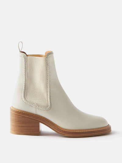 Chloé Leather cream Chelsea boots at Collagerie