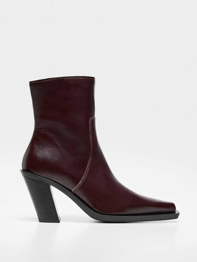 Mango Leather pointed ankle boots at Collagerie