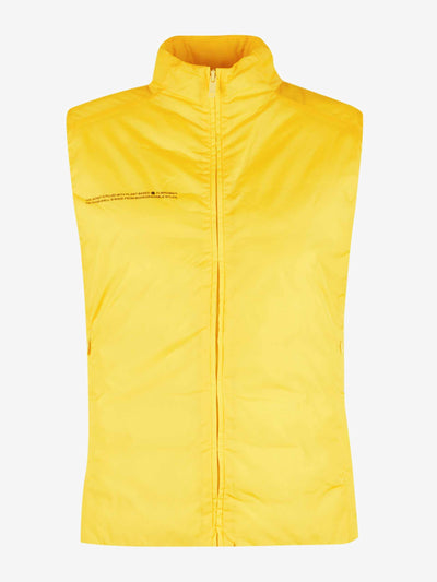 Pangaia Text-print padded biodegradable-polyamide gilet at Collagerie