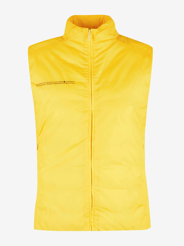 Text-print padded biodegradable-polyamide gilet