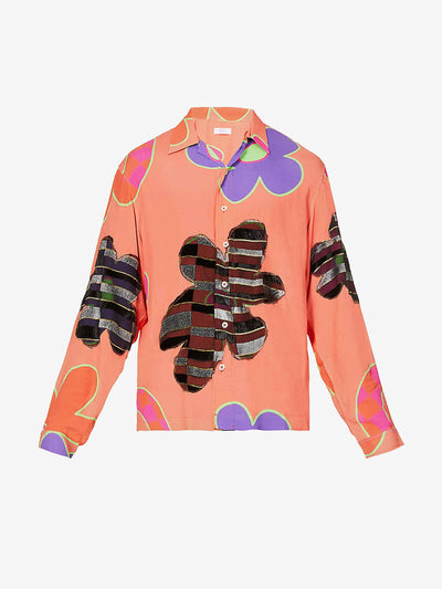 Erl Patchwork regular-fit crepe shirt at Collagerie