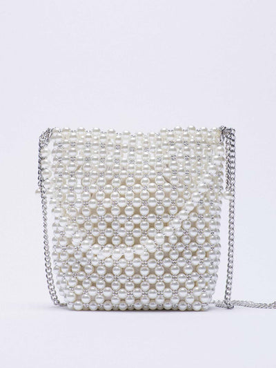 Zara Pearl bead mini bucket bag at Collagerie