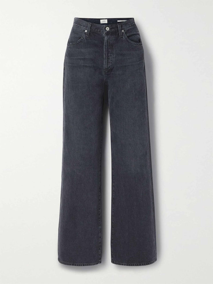 High-rise wide-leg organic jeans