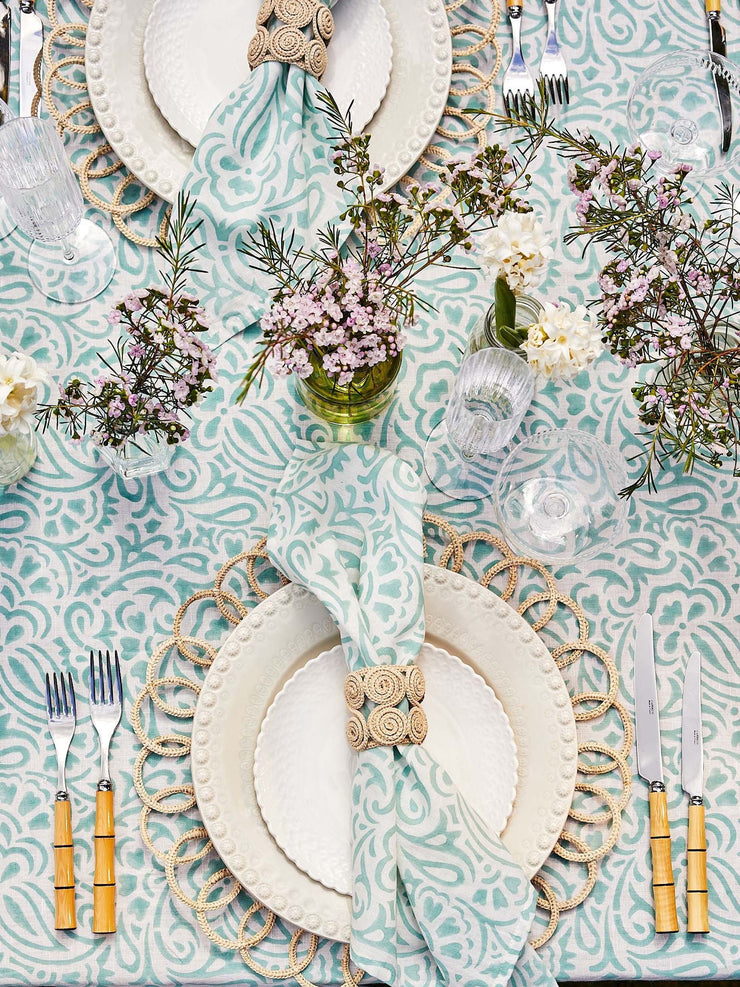 Turquoise and white printed Amelia napkins - set of 4