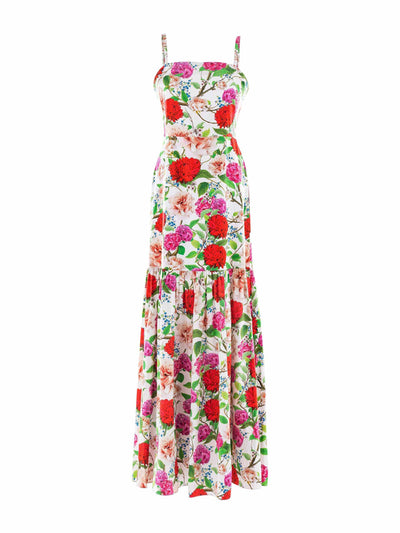 Borgo De Nor Cordiela pink, red and white cotton floral maxi dress at Collagerie
