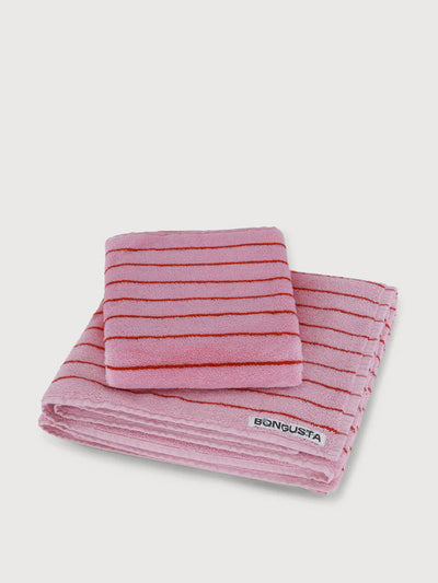 Bongusta Naram towels in pink and red at Collagerie