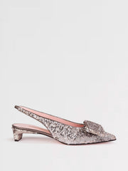 Add a touch of elegant sparkle to your looks with these Emilia Wickstead kitten heels. Perfect for dancing the night away in comfort and style. Collagerie.com
