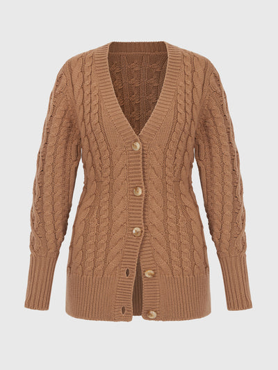 Emilia Wickstead Tan knitted Jackson cardigan at Collagerie