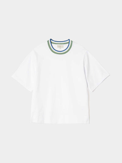 Jigsaw x Collagerie T-shirt with striped neckline at Collagerie