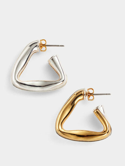 Jigsaw Triangle metal hoop earring at Collagerie