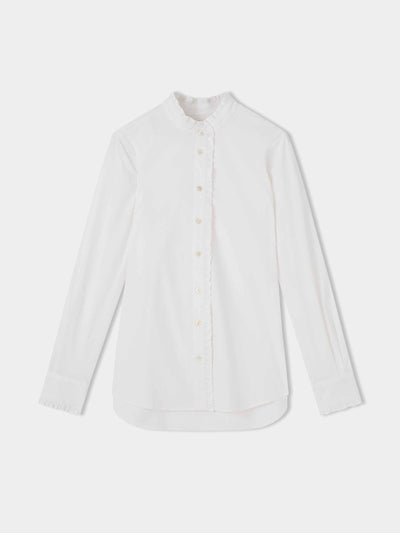 Jigsaw White ruffled shirt at Collagerie