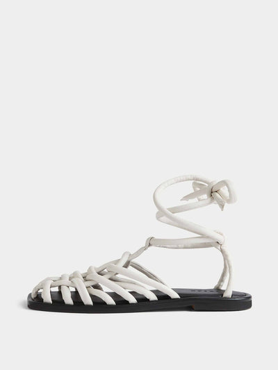 Jigsaw White rope ankle tie sandals at Collagerie