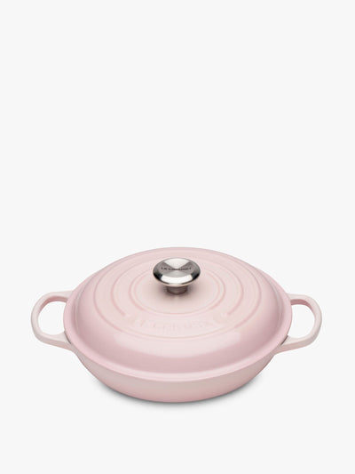 Le Creuset Cast iron signature shallow casserole in shell pink at Collagerie